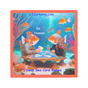 Rick London Fish Playing "Go Fish" Card Game Comic Metal Print