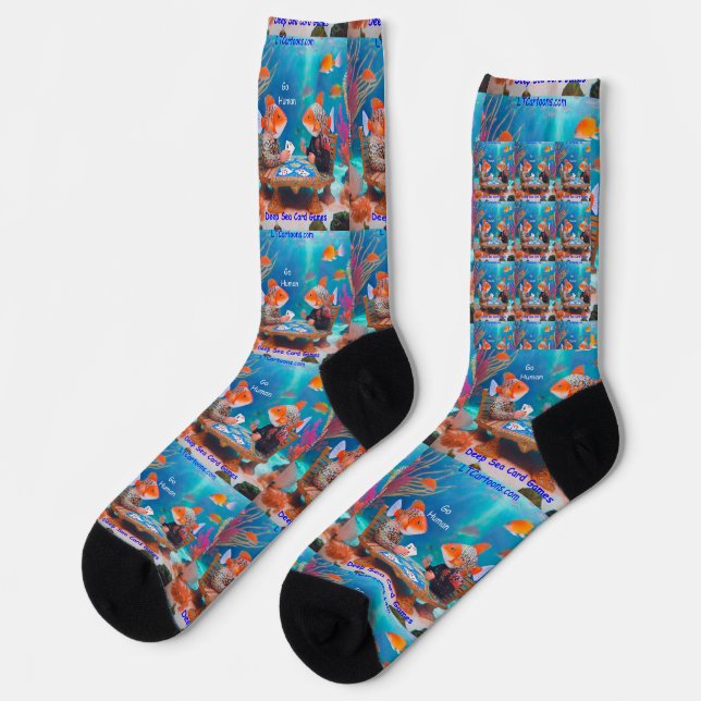 Rick London Fish Playing "Go Fish" Card Game Comic Socks (Left)
