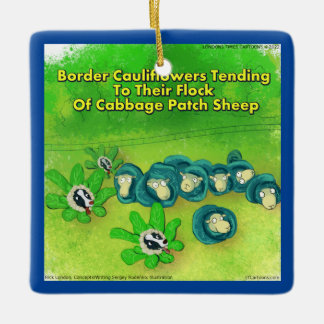 Rick London Funny Border Collie Flower  Ceramic Ornament