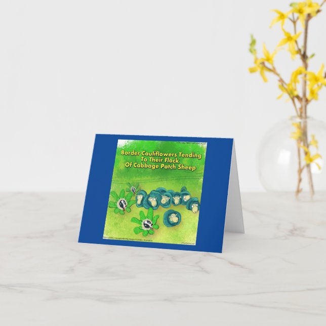 Rick London Funny Border Collie Flower Comic  Card (Yellow Flower)