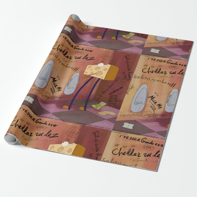 Rick London Funny Cheese Bathroom Comic Wrapping Paper (Unrolled)