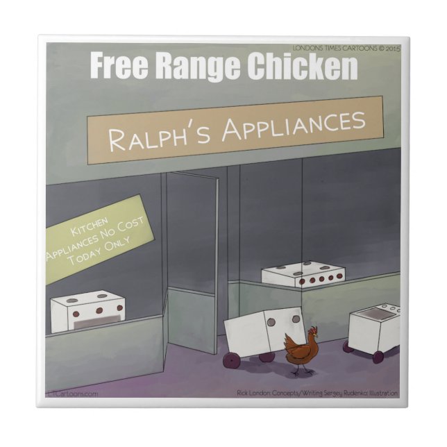 Rick London Funny Free-Range Chicken Ceramic Tile (Front)