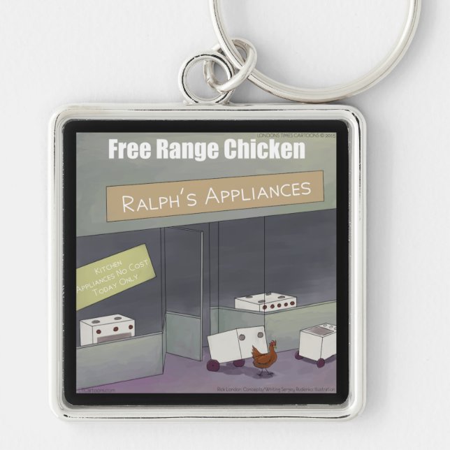 Rick London Funny Free-Range Chicken Keychain (Front)