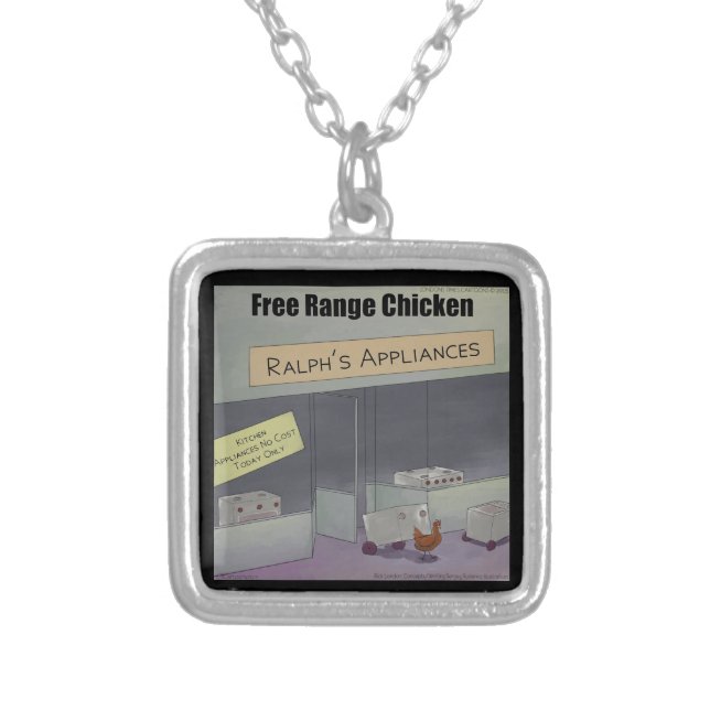 Rick London Funny Free-Range Chicken Silver Plated Necklace (Front)
