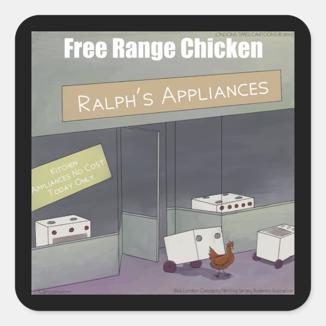 Rick London Funny Free-Range Chicken Square Sticker (Front)