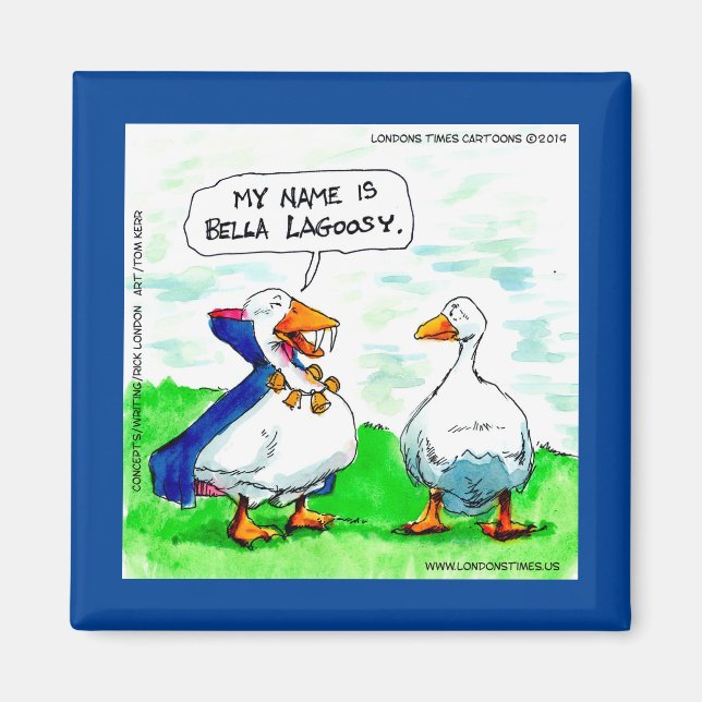 Rick London Funny Goose Vampire Wearing Bells Magnet (Front)