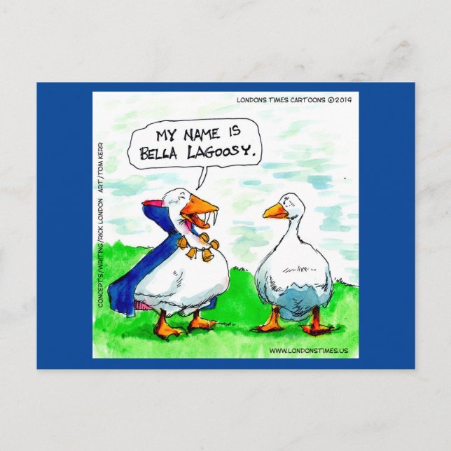 Rick London Funny Goose Vampire Wearing Bells  Postcard (Front)