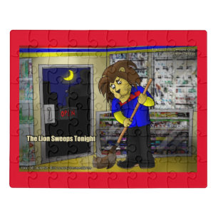 Rick London Funny "Lion Sweeps Tonight" Jigsaw Puzzle