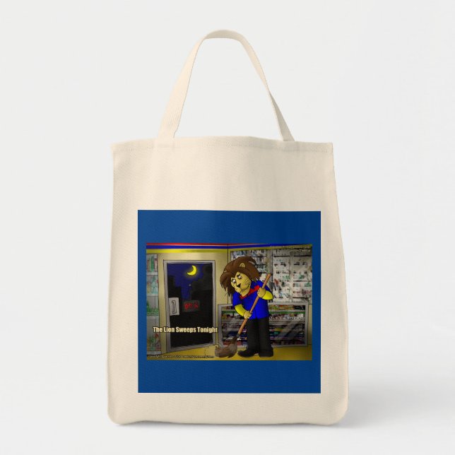 Rick London Funny "Lion Sweeps Tonight"  Tote Bag (Front)