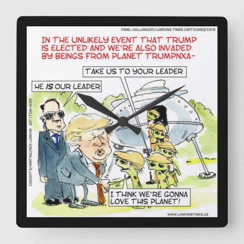 Rick London Funny Planet Trump Square Wall Clock