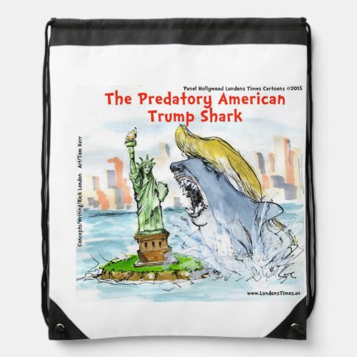 Rick London Funny Trump Shark Drawstring Backpack