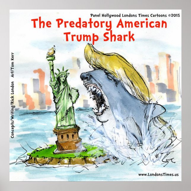 Rick London Funny Trump Shark Poster (Front)