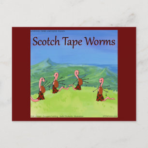 Rick London Funny Worms From Scotland Comic  Postcard