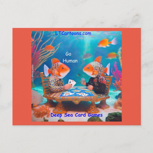 Rick London "Go Human" Underwater Card Games Funny (Front)