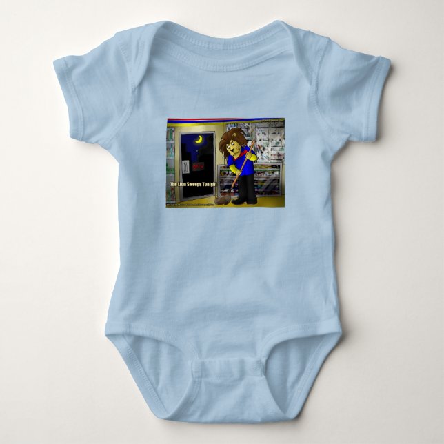 Rick London "Lion Sweeps Tonight" Baby Comic  Baby Bodysuit (Front)