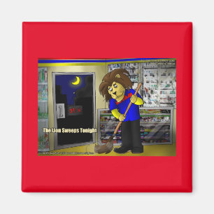 Rick London "Lion Sweeps Tonight" Funny Comic Magnet