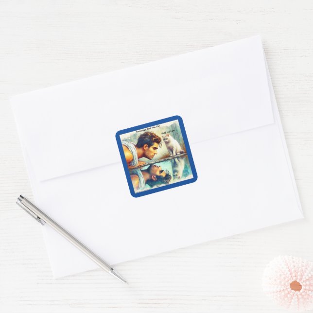 Rick London Narcissus & The Cat Funny  Square Sticker (Envelope)