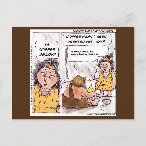 Rick London Prehistoric Coffee Funny Cartoon  Postcard