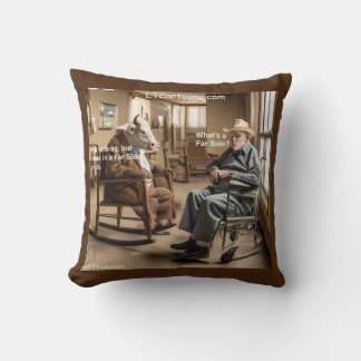 Rick London Retired Far Side Cow Likes To Brag  Throw Pillow