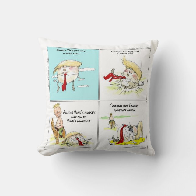 Rick London "Trumpty Dumpty" Funny Throw Pillow (Front)