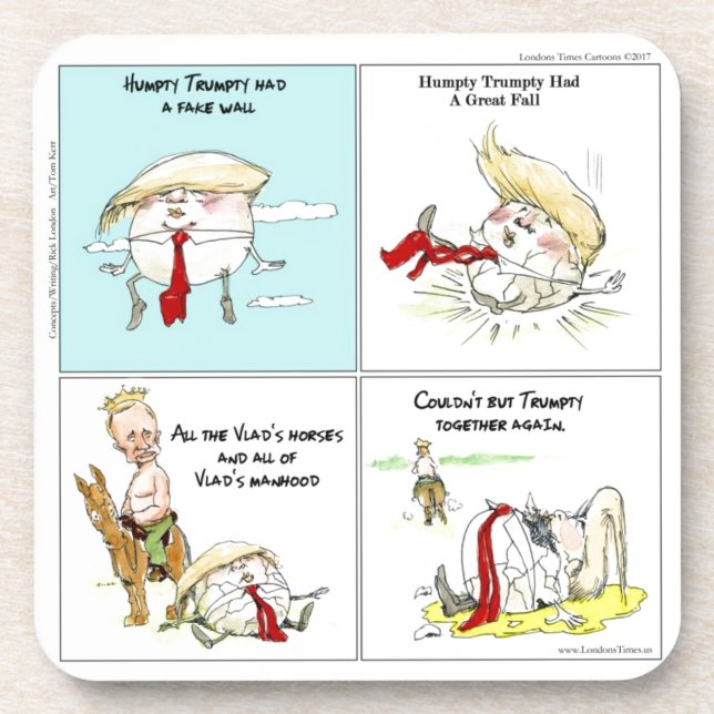 Rick London "Trumpty Dumpty" Funny Trump Gift Beverage Coaster (Front)