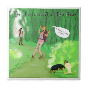 Rick London Turtle And The Wig Hair Funny Ceramic Tile
