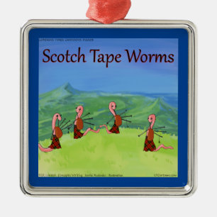 Rick London Worms Of Scotland Comic Tree Metal Ornament