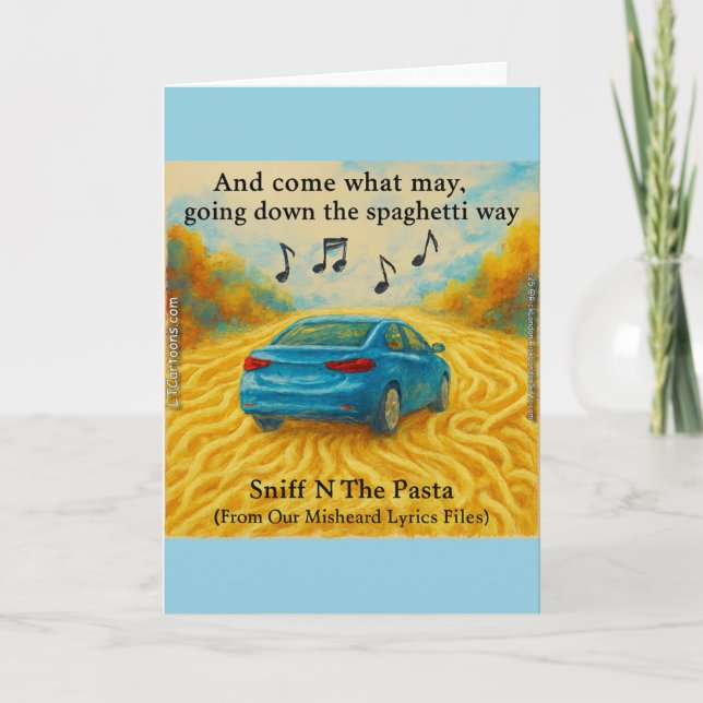Rick London's Misheard Lyrics Spaghetti Way Funny Card (Front)