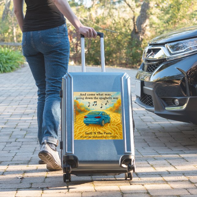 Rick London's Misheard Lyrics Spaghetti Way Funny Sticker (Suitcase Insitu)