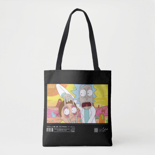 Rick Opening Morty's Eyes Quote Graphic Tote Bag (Front)