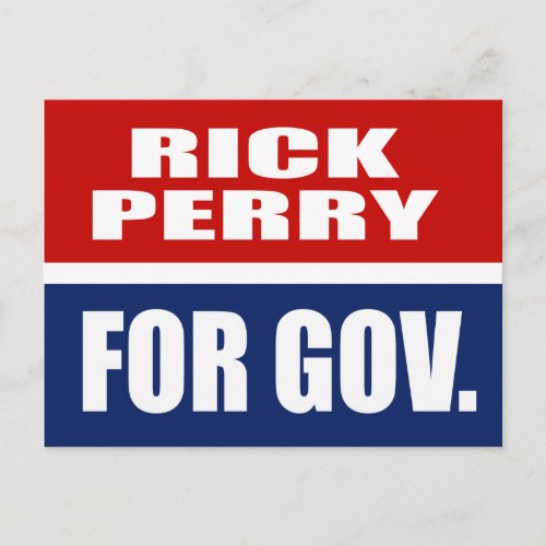 RICK PERRY FOR GOVERNOR POSTCARD