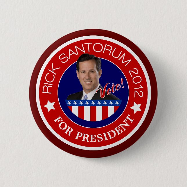 Rick Santorum 2012 Pinback Button (Front)