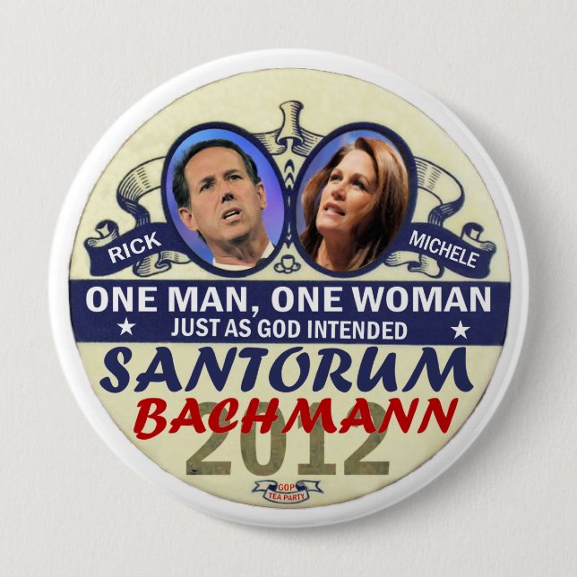 Rick Santorum and Michele Bachmann in 2012 Button (Front)