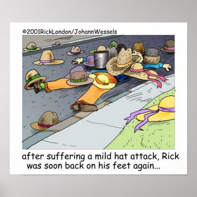 Rick Suffers A Hat Attack Cartoon Poster (Front)