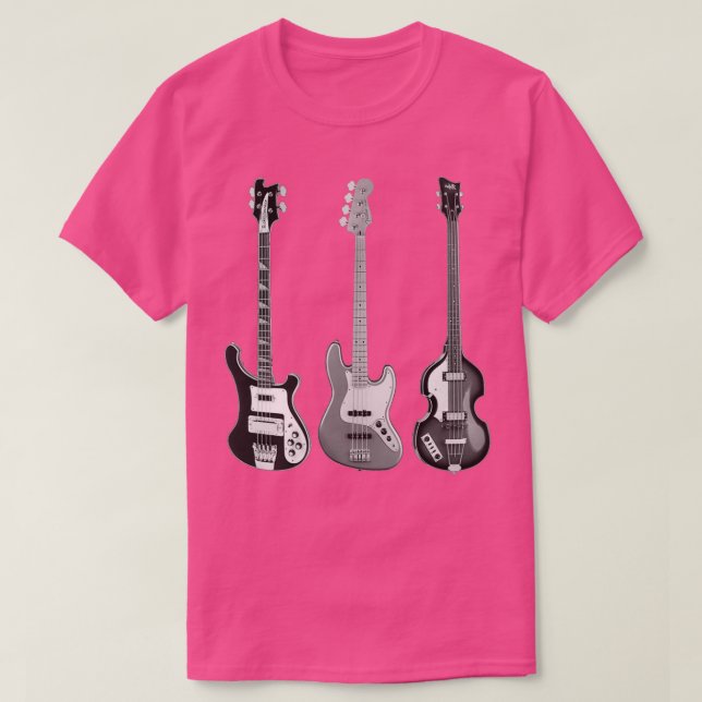 Rickenbacker Fender and Hofner basses T-Shirt (Design Front)
