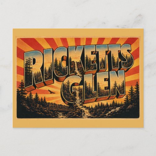 Ricketts Glen PA Waterfalls Old Growth Forest Art Postcard