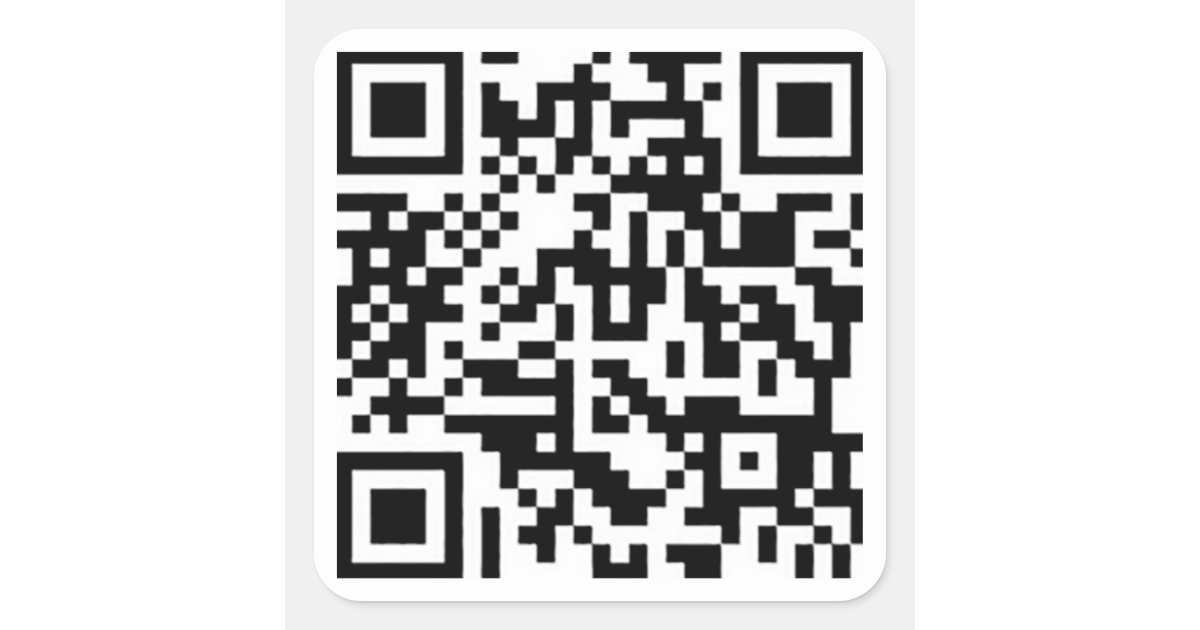 rick roll qr code square sticker, Zazzle