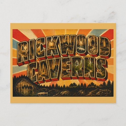 Rickwood Caverns Alabama Cave Forest Vintage Art Postcard