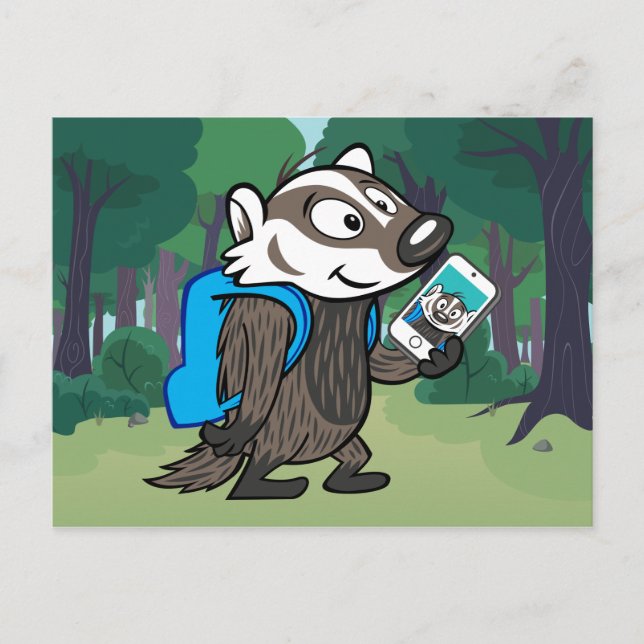 Ricky Raccoon | Boomer Badger Selfie Postcard (Front)