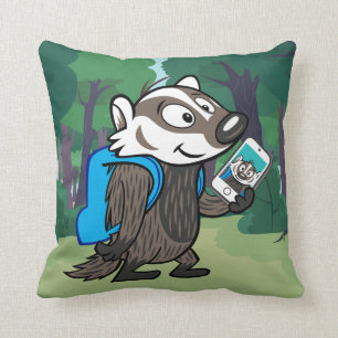Ricky Raccoon   Boomer Badger Selfie Throw Pillow