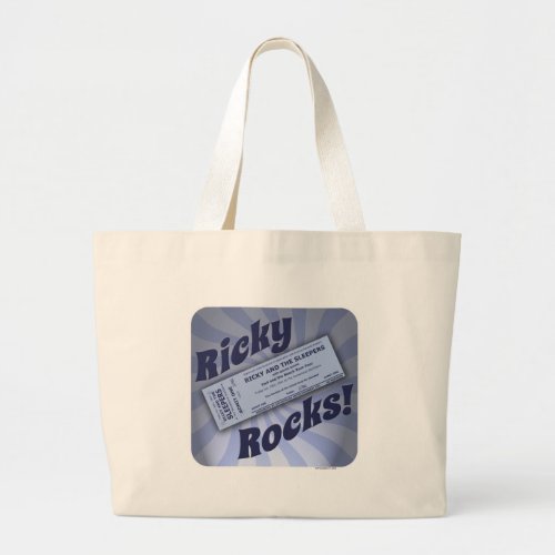 Ricky Rocks Fun Music Book Reference Merch Large Tote Bag