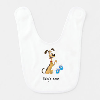 RICO THR DOG HOLDING BLUE BABY SHOES BIB