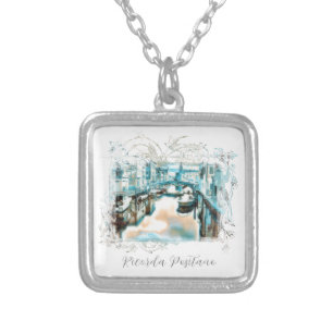 *~* Ricorda Positano AR20 Italy Italian Language Silver Plated Necklace