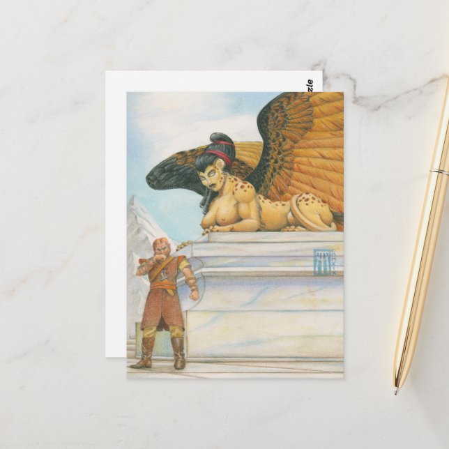 Riddle Sphinx Postcard (Front/Back In Situ)