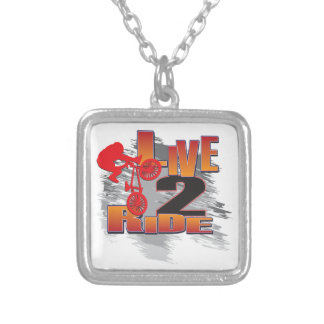Ride 2 Live BMX Biker Silver Plated Necklace