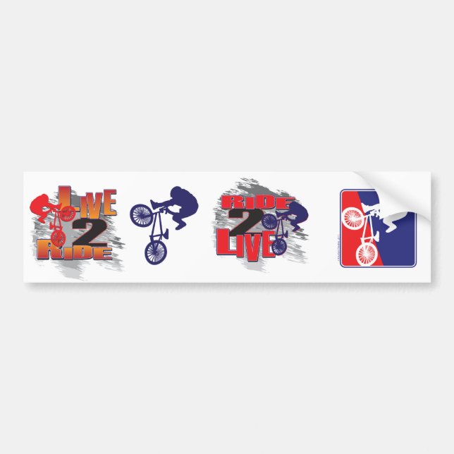Ride 2 Live BMX Rider Bumper Sticker (Front)