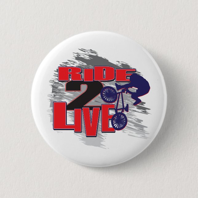 Ride 2 Live BMX Rider Pinback Button (Front)