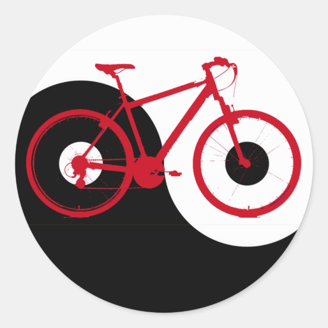 ride a bike / yin yang classic round sticker (Front)