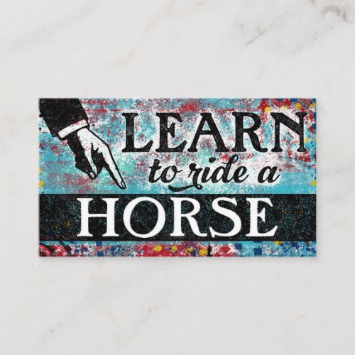 Ride A Horse Lessons _ Aqua Blue Business Cards