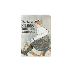 Ride a Stearns, Bicycle, Art Nouveau Passport Holder
